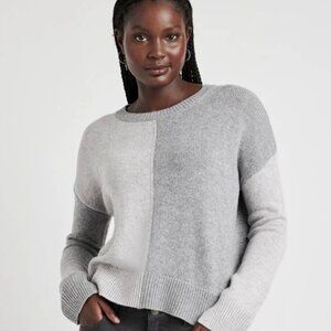 NWT Splendid Cashblend Grey + White Colorblock Amy Sweater, Size Small